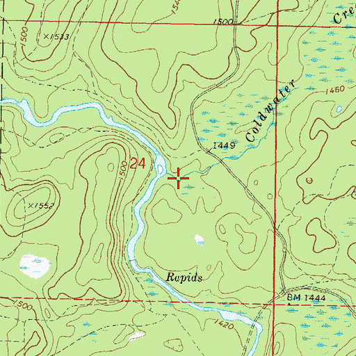 Topographic Map of Coldwater Creek, WI