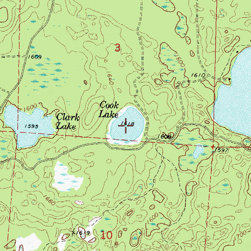 Topographic Map of Cook Lake, WI