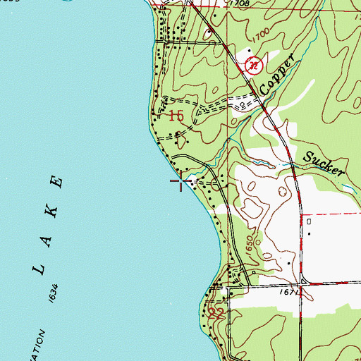 Topographic Map of Copper Creek, WI