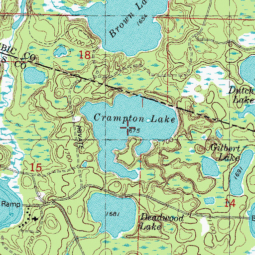 Topographic Map of Crampton Lake, WI