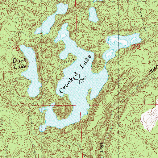 Topographic Map of Crooked Lake, WI