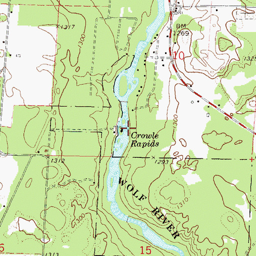 Topographic Map of Crowle Rapids, WI
