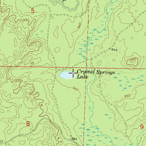 Topographic Map of Crystal Springs Lake, WI