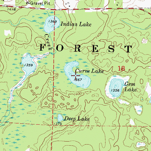Topographic Map of Curve Lake, WI