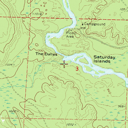 Topographic Map of Dalles Creek, WI