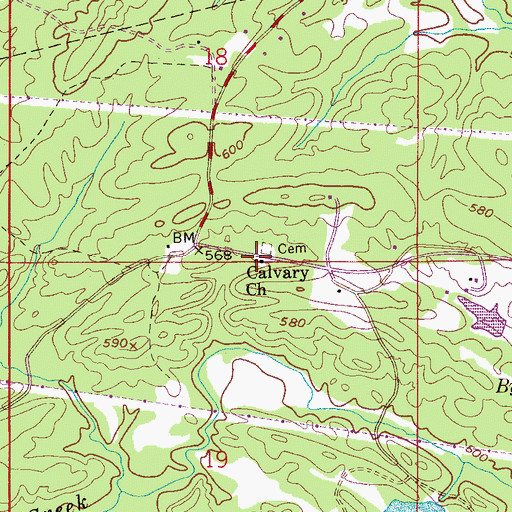 Topographic Map of Calvary Church, AL