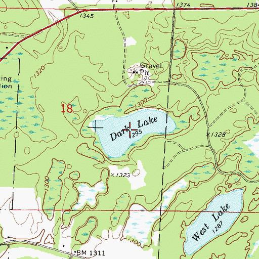 Topographic Map of Dark Lake, WI