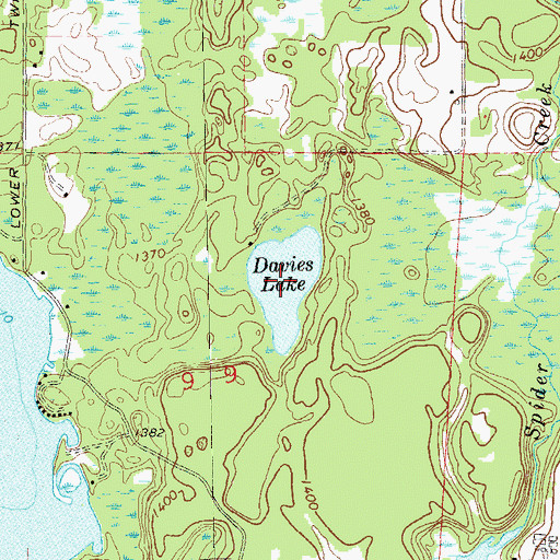 Topographic Map of Davies Lake, WI