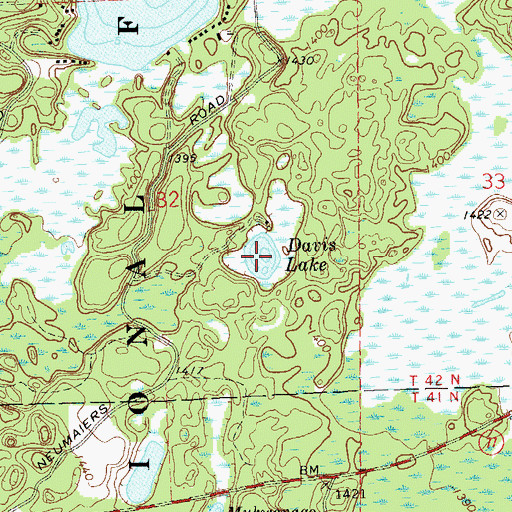 Topographic Map of Davis Lake, WI