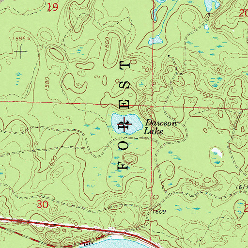 Topographic Map of Dawson Lake, WI