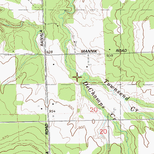 Topographic Map of DeChamps Creek, WI