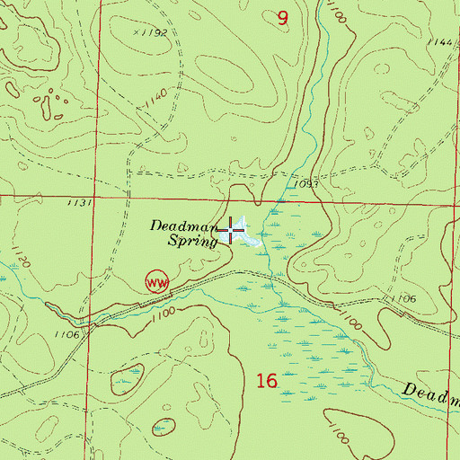 Topographic Map of Deadman Spring, WI