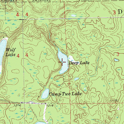 Topographic Map of Deep Lake, WI