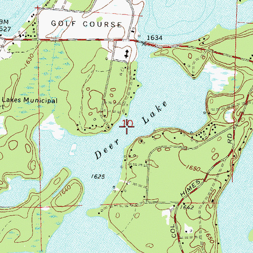 Topographic Map of Deer Lake, WI