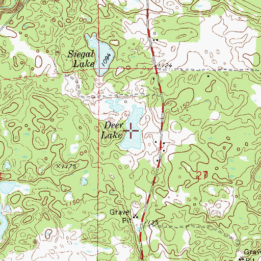 Topographic Map of Deer Lake, WI