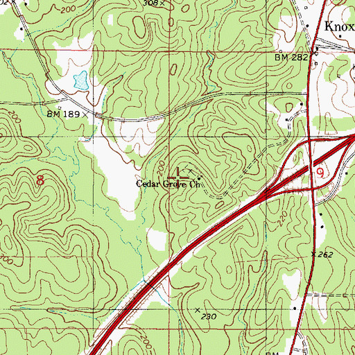 Topographic Map of Cedar Grove Baptist Church, AL