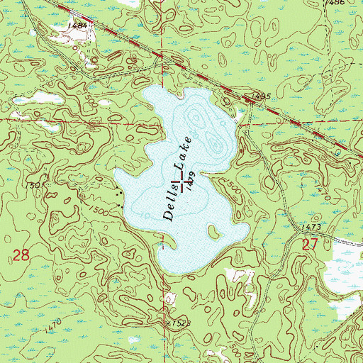 Topographic Map of Dells Lake, WI