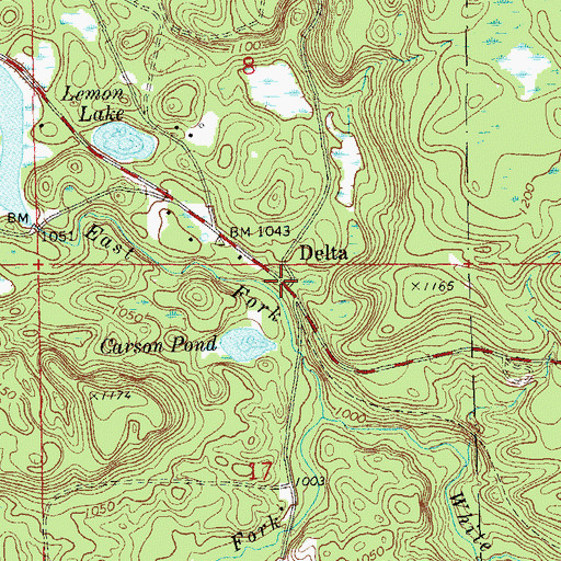 Topographic Map of Delta, WI