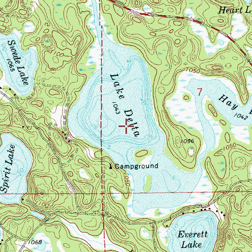Topographic Map of Lake Delta, WI