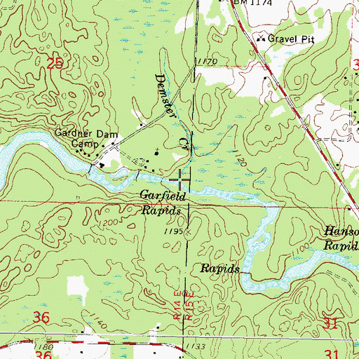 Topographic Map of Demster Creek, WI