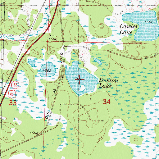Topographic Map of Denton Lake, WI