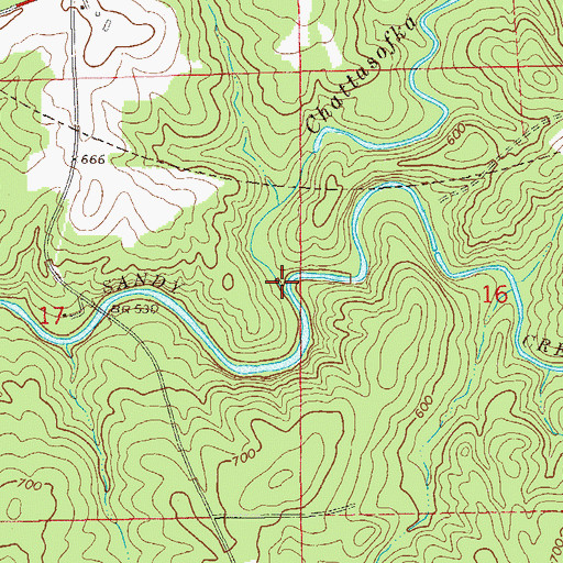 Topographic Map of Chattasofka Creek, AL