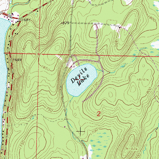 Topographic Map of Devils Lake, WI