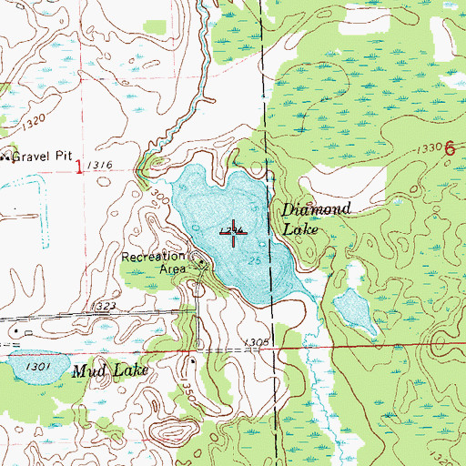 Topographic Map of Diamond Lake, WI