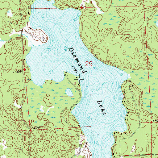 Topographic Map of Diamond Lake, WI