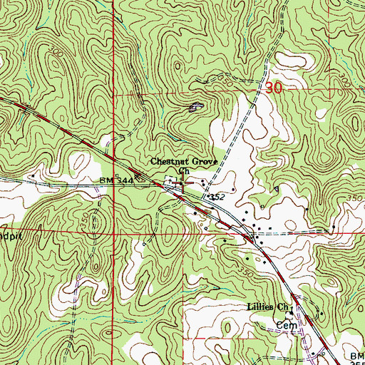 Topographic Map of Chestnut Grove Methodist Church, AL