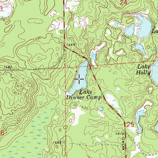 Topographic Map of Lake Dinner Camp, WI