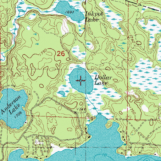 Topographic Map of Dollar Lake, WI