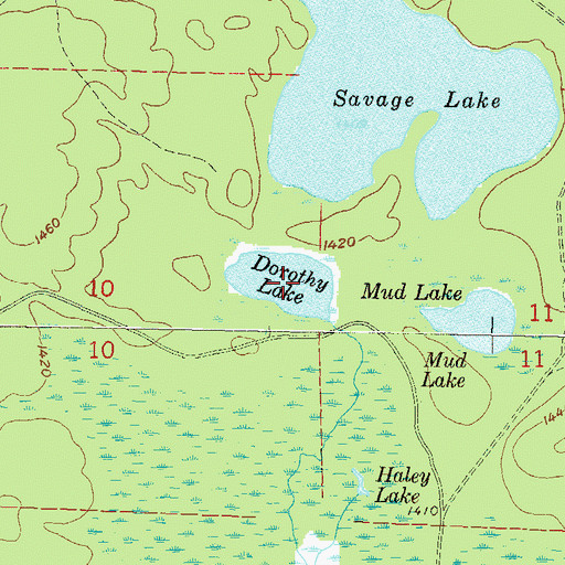 Topographic Map of Dorothy Lake, WI