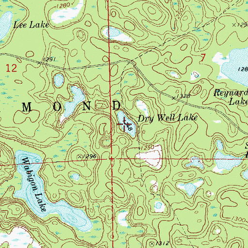 Topographic Map of Dry Well Lake, WI