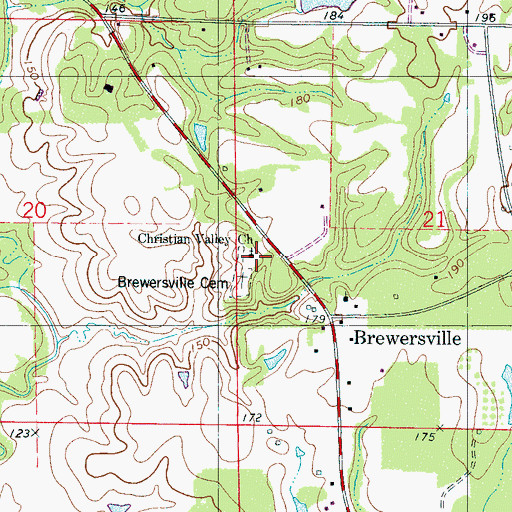 Topographic Map of Christian Valley Baptist Church, AL