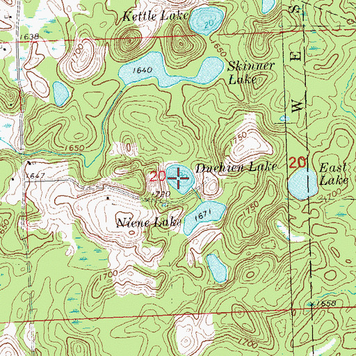 Topographic Map of Duchien Lake, WI