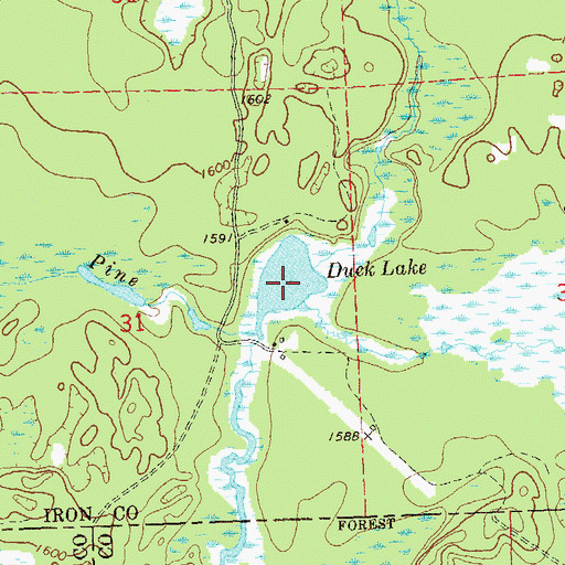 Topographic Map of Duck Lake, WI