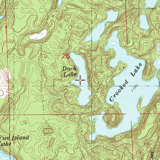 Topographic Map of Duck Lake, WI