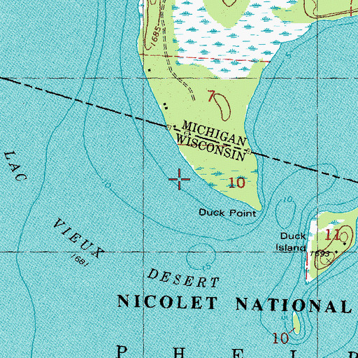 Topographic Map of Duck Point, WI