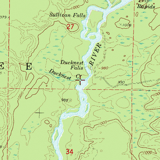 Topographic Map of Ducknest Creek, WI