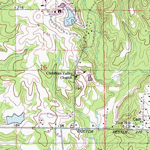 Topographic Map of Christian Valley Baptist Church, AL
