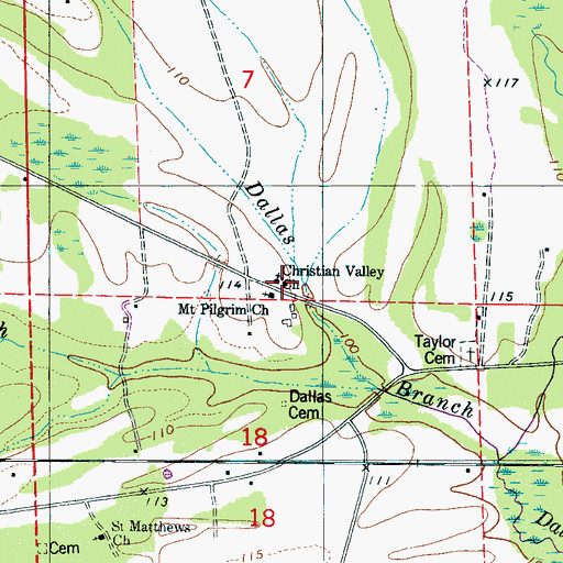 Topographic Map of Christian Valley Baptist Church, AL