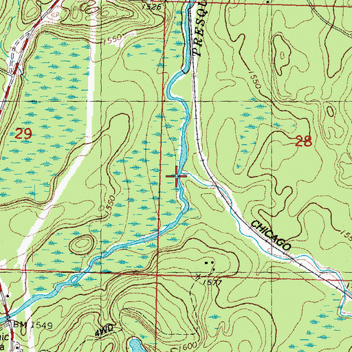 Topographic Map of East Branch Presque Isle River, WI
