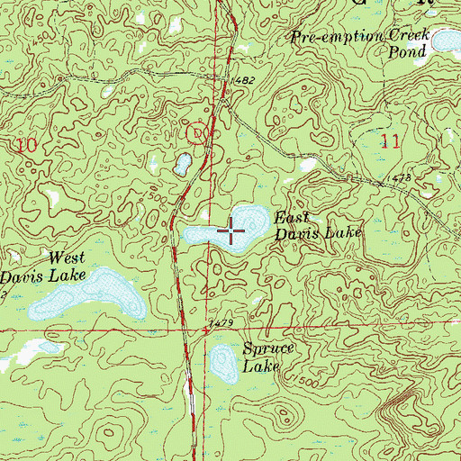 Topographic Map of East Davis Lake, WI