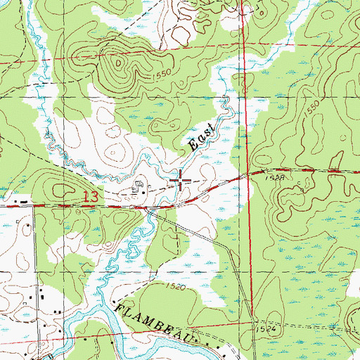 Topographic Map of East Fork Hay Creek, WI