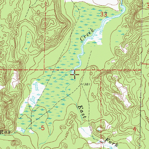 Topographic Map of East Fork LeRoy Creek, WI