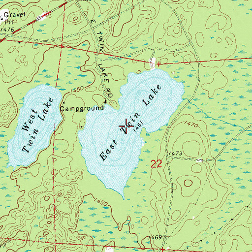 Topographic Map of East Twin Lake, WI