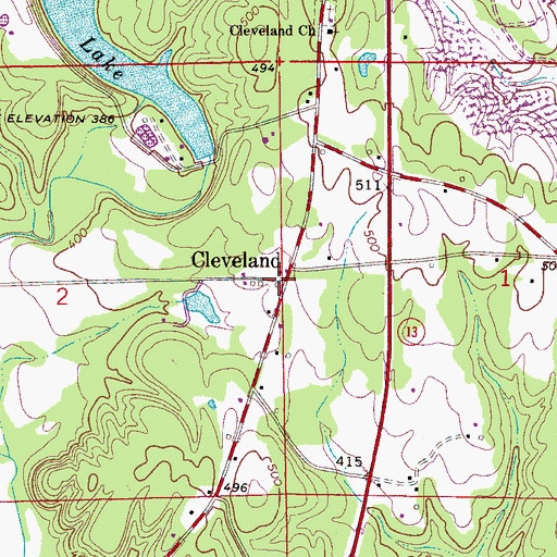 Topographic Map of Cleveland, AL