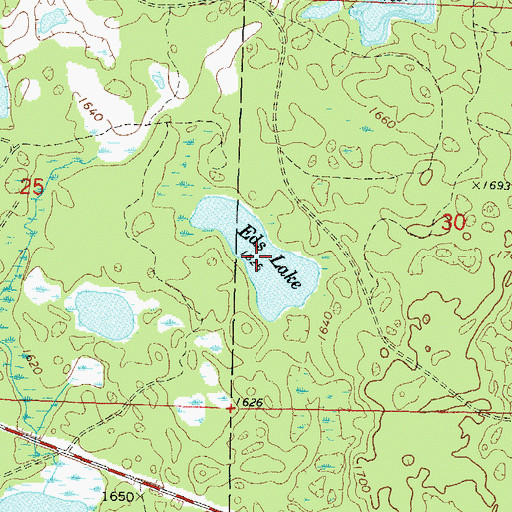 Topographic Map of Eds Lake, WI