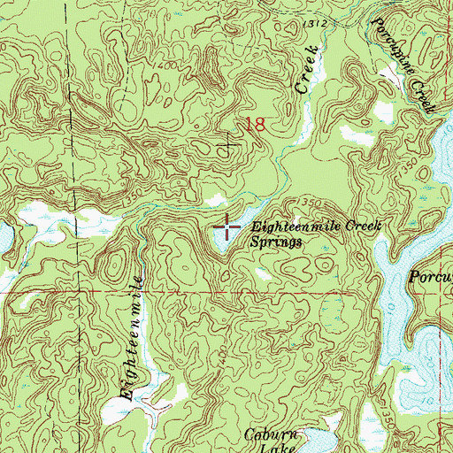 Topographic Map of Eighteenmile Creek Springs, WI